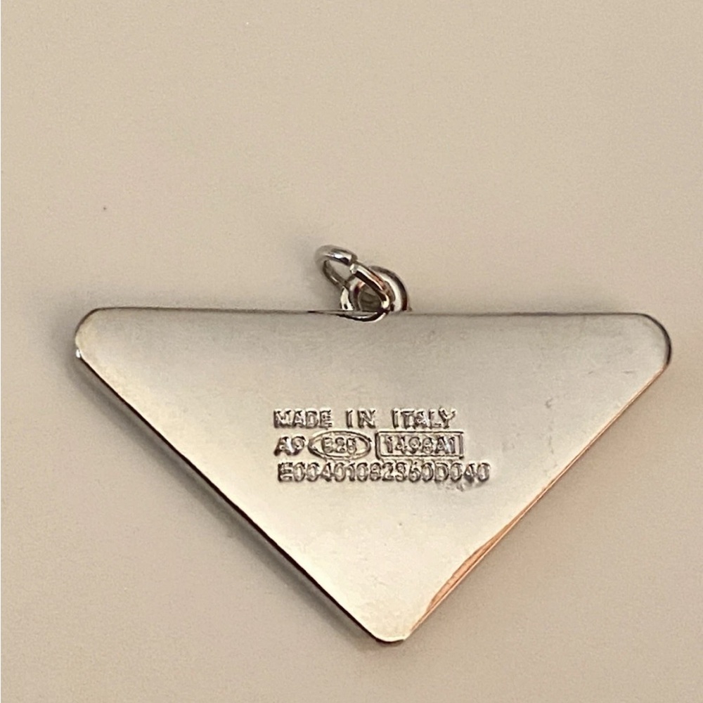Auth Prada Sky Blue and Silver Logo Pendant - Picture 3 of 7